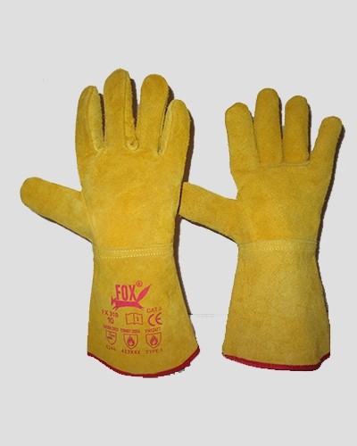 Yellow Reversible Leather Gloves